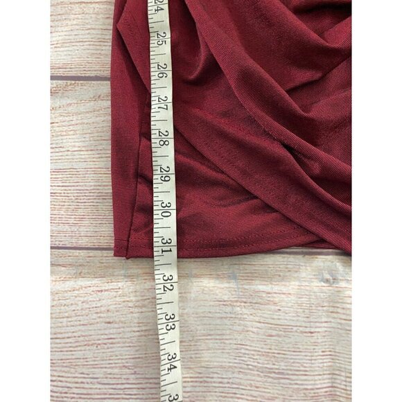 NWT BooHoo Burgundy Long Sleeve Ruched Bodice Dress - 10 - Picture 5 of 12